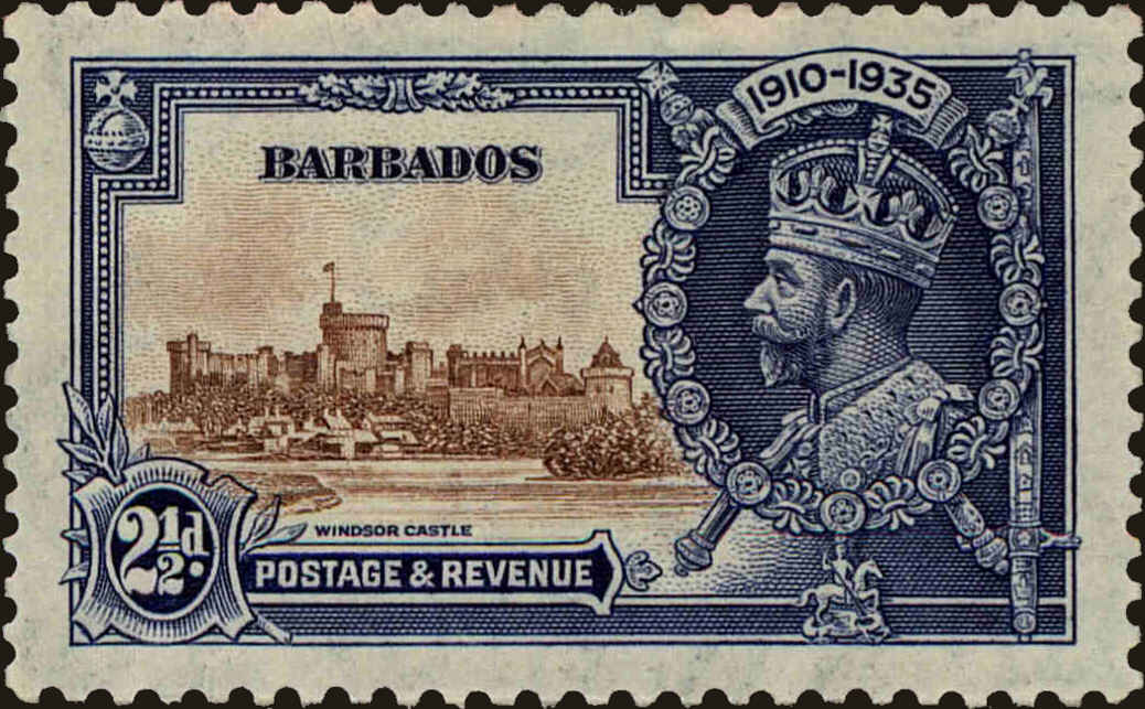 Front view of Barbados 188 collectors stamp