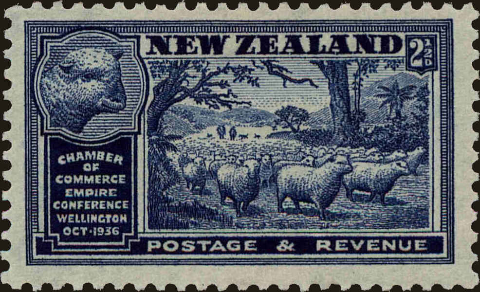 Front view of New Zealand 220 collectors stamp