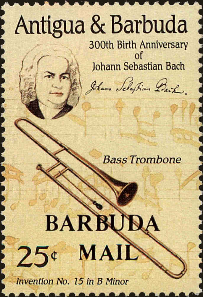 Front view of Barbuda 764 collectors stamp