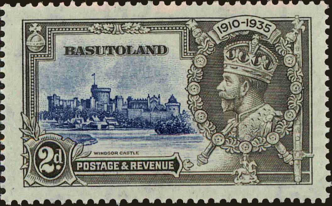 Front view of Basutoland 12 collectors stamp