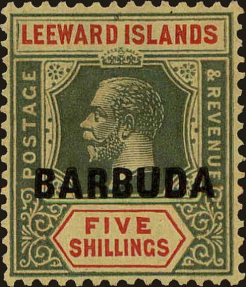 Front view of Barbuda 11 collectors stamp