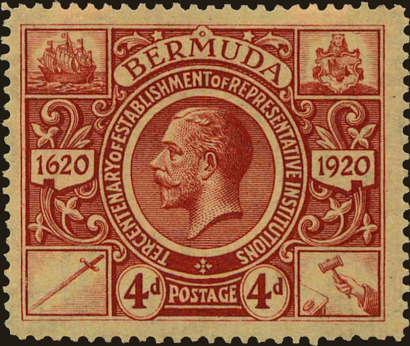 Front view of Bermuda 77 collectors stamp