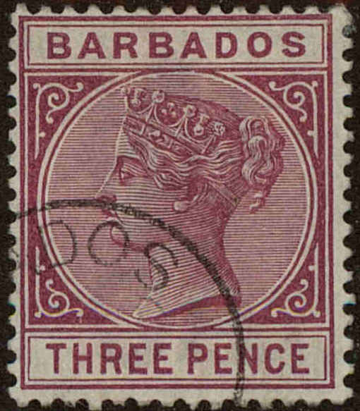 Front view of Barbados 63 collectors stamp
