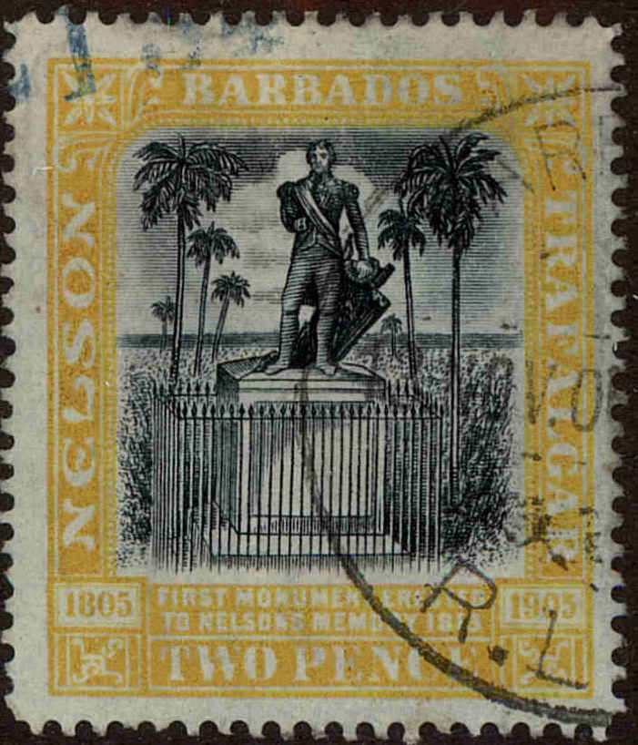 Front view of Barbados 105 collectors stamp
