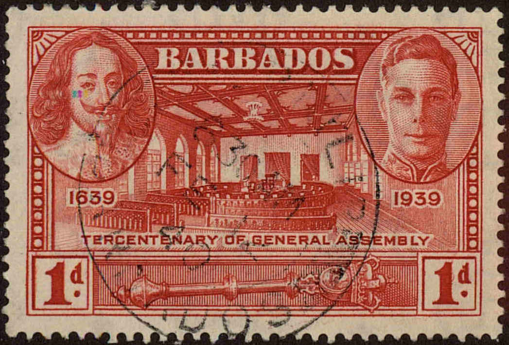 Front view of Barbados 203 collectors stamp