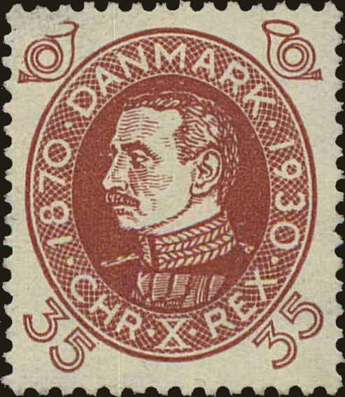 Front view of Denmark 218 collectors stamp