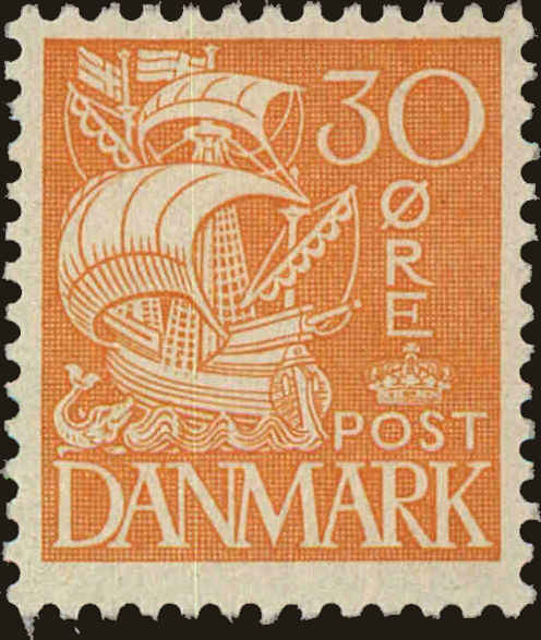 Front view of Denmark 335 collectors stamp