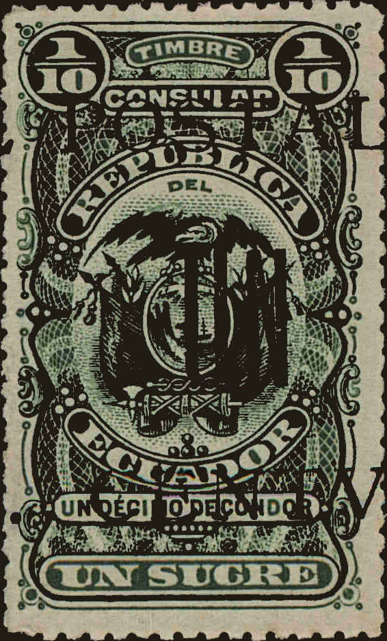 Front view of Ecuador 216 collectors stamp
