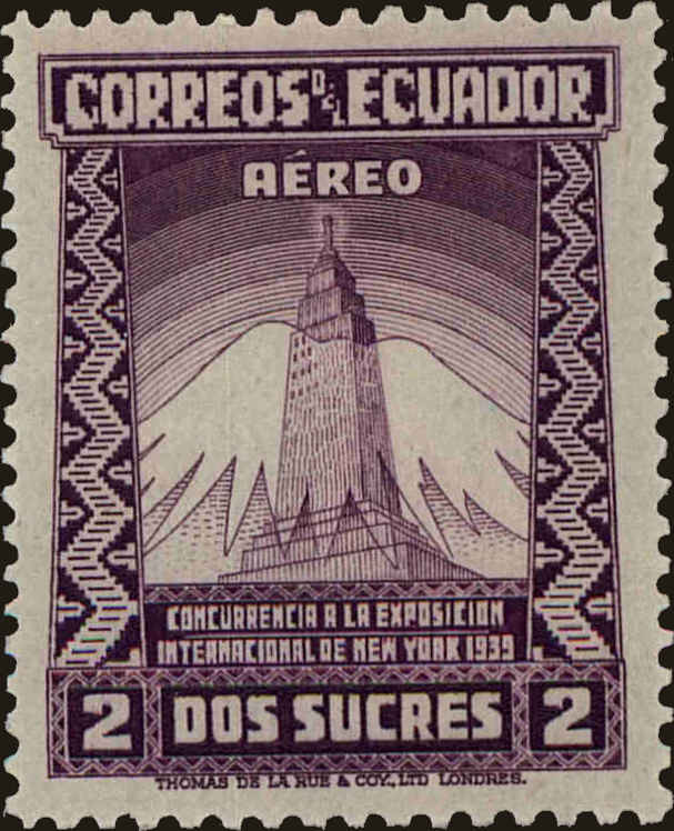 Front view of Ecuador C85 collectors stamp