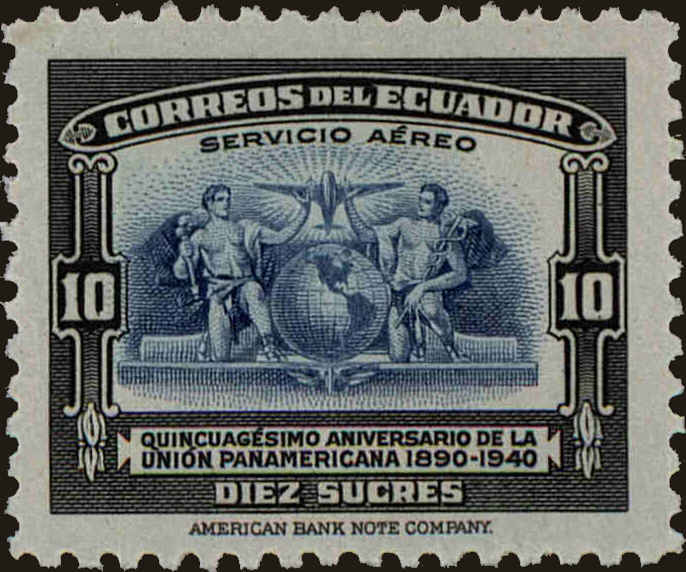 Front view of Ecuador C90 collectors stamp