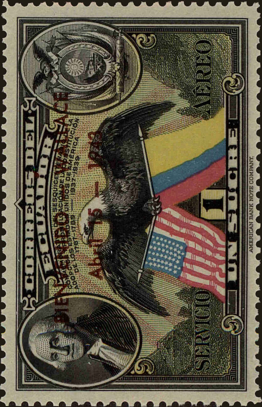 Front view of Ecuador C103 collectors stamp