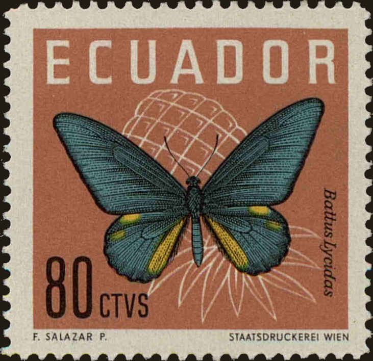 Front view of Ecuador 713 collectors stamp