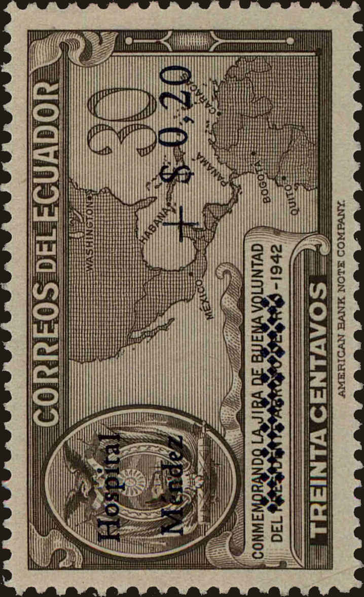 Front view of Ecuador B3 collectors stamp