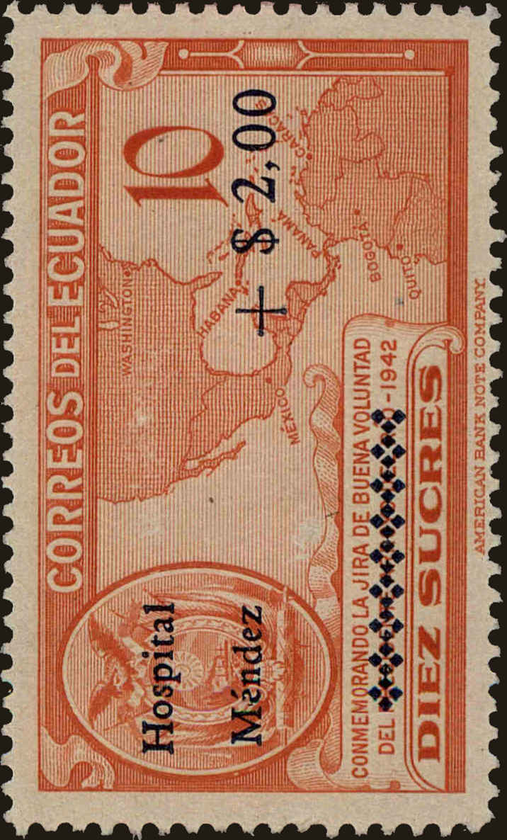 Front view of Ecuador B6 collectors stamp