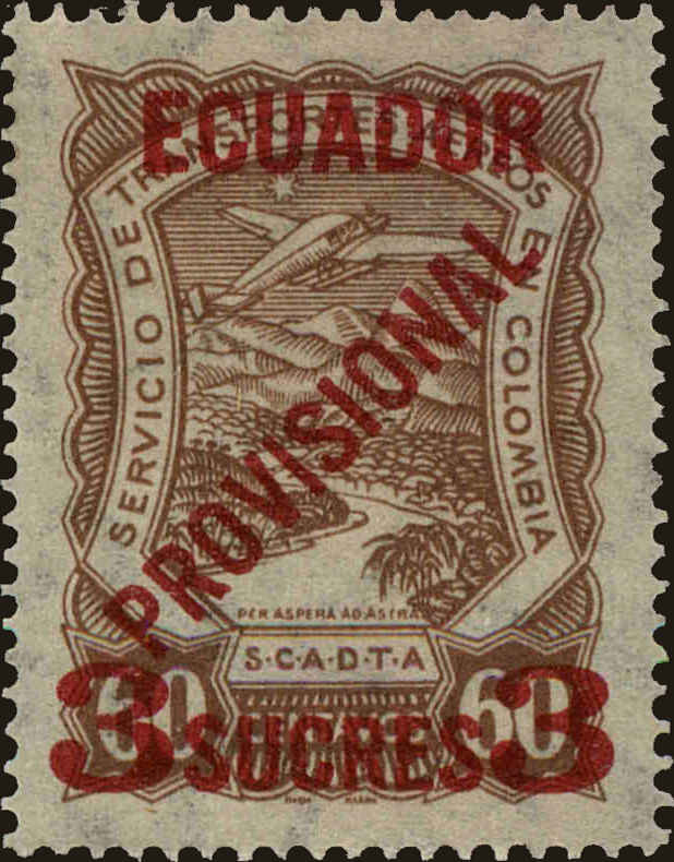 Front view of Ecuador C5 collectors stamp