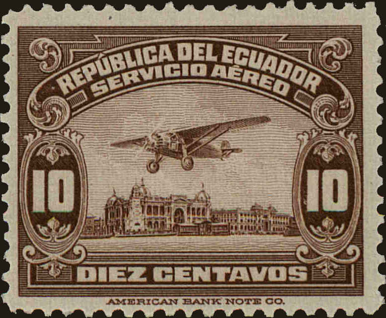 Front view of Ecuador C10 collectors stamp