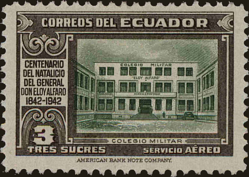 Front view of Ecuador C100 collectors stamp