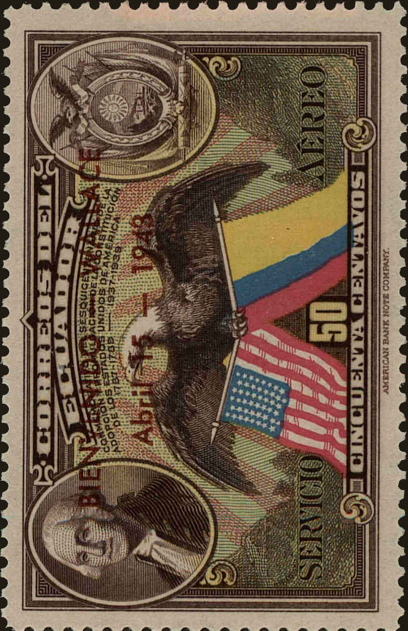 Front view of Ecuador C102 collectors stamp