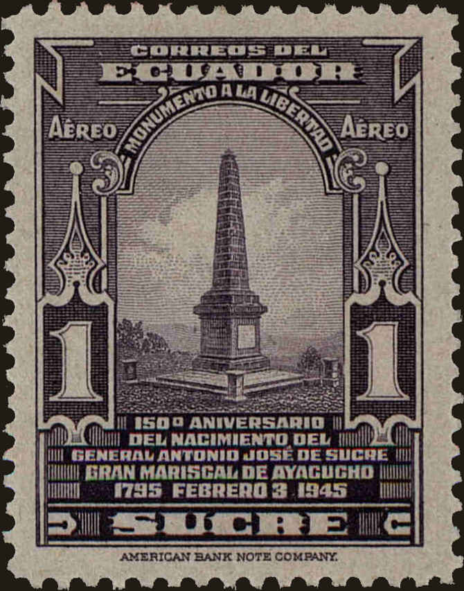Front view of Ecuador C144 collectors stamp
