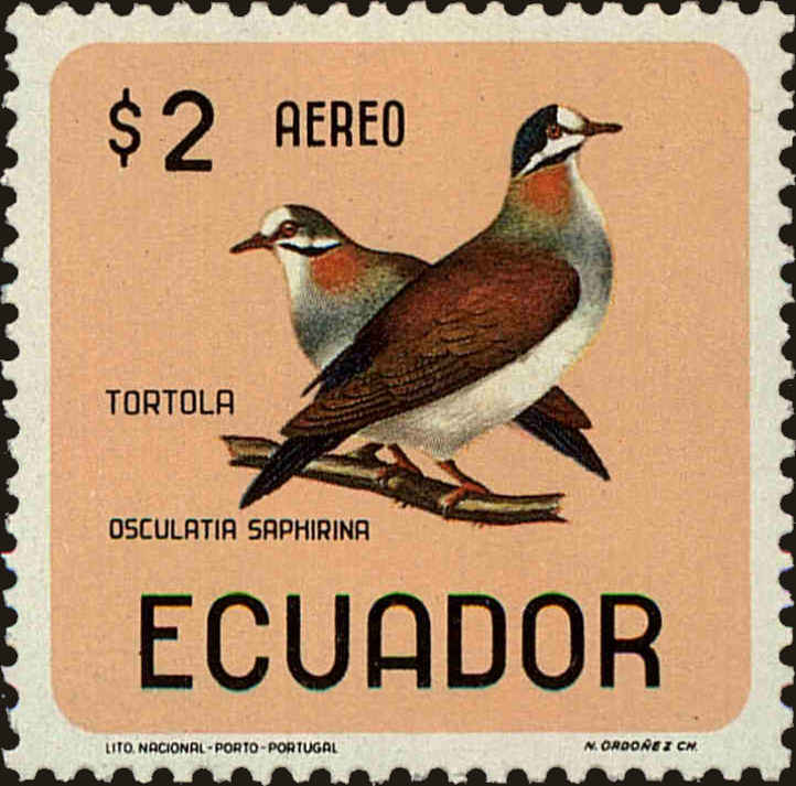Front view of Ecuador C444 collectors stamp