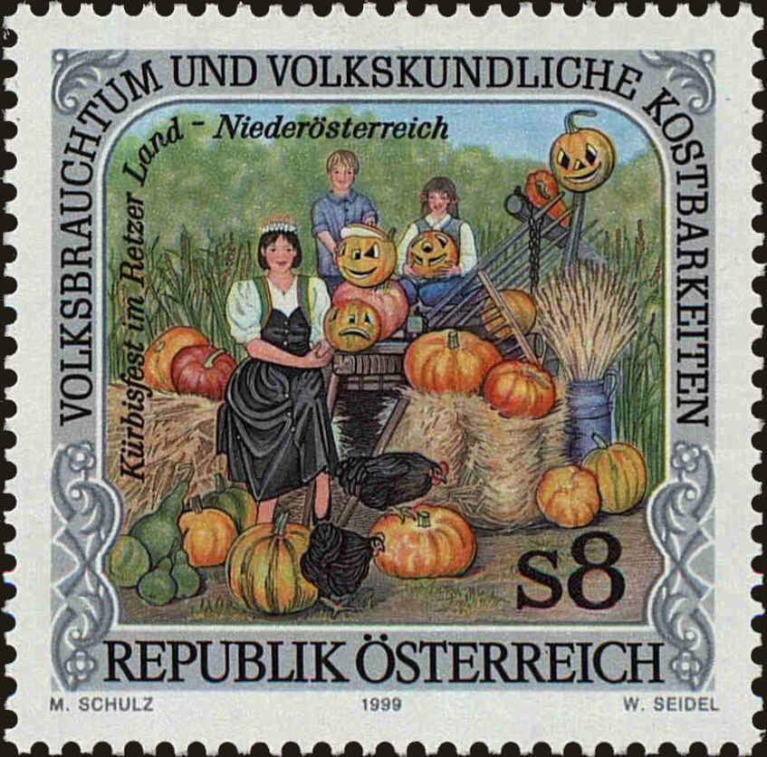 Front view of Austria 1800 collectors stamp