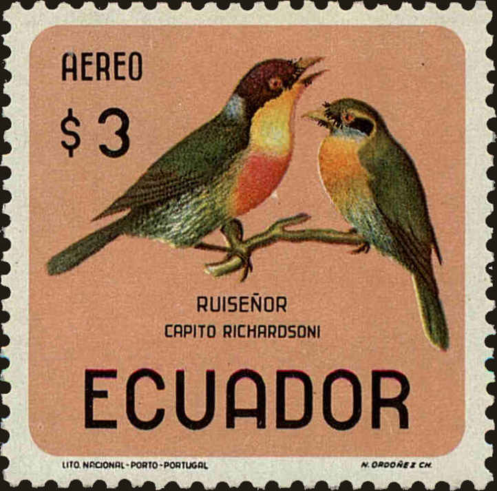 Front view of Ecuador C446 collectors stamp