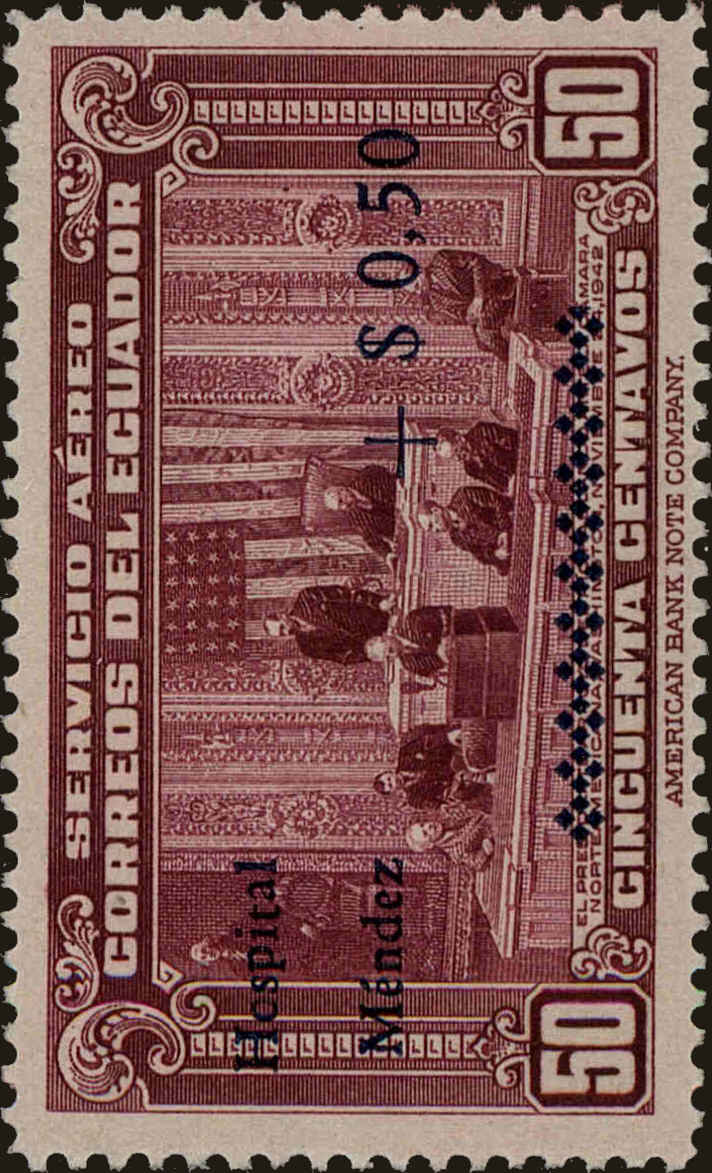 Front view of Ecuador CB1 collectors stamp