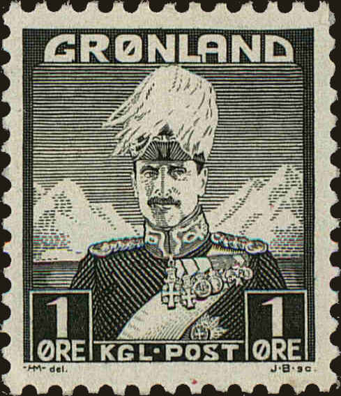 Front view of Greenland 1 collectors stamp