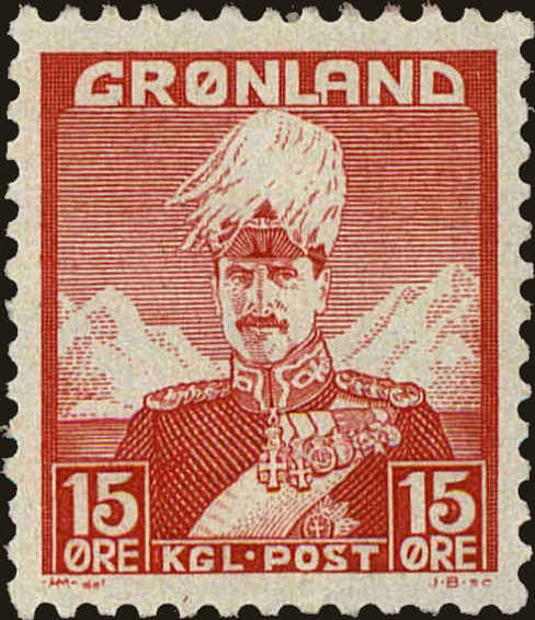 Front view of Greenland 5 collectors stamp