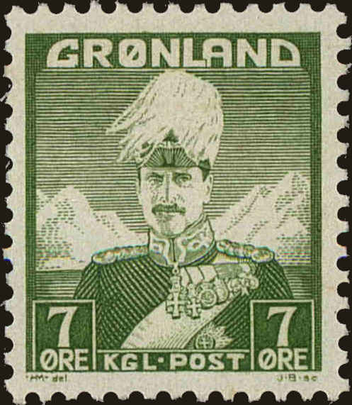 Front view of Greenland 3 collectors stamp