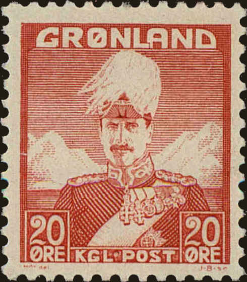 Front view of Greenland 6 collectors stamp