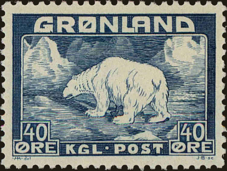 Front view of Greenland 8 collectors stamp