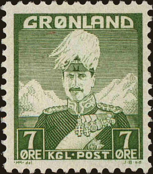 Front view of Greenland 3 collectors stamp