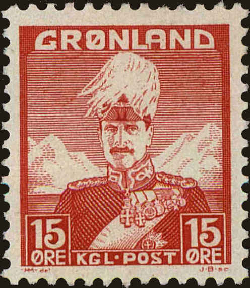 Front view of Greenland 5 collectors stamp