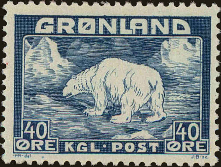 Front view of Greenland 8 collectors stamp
