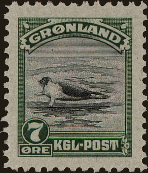 Front view of Greenland 12 collectors stamp