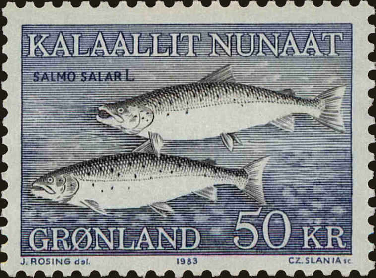 Front view of Greenland 141 collectors stamp