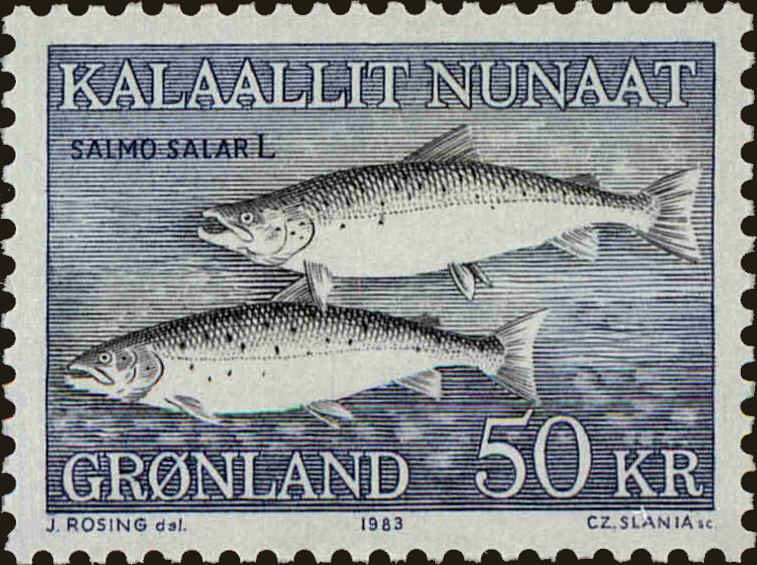 Front view of Greenland 141 collectors stamp