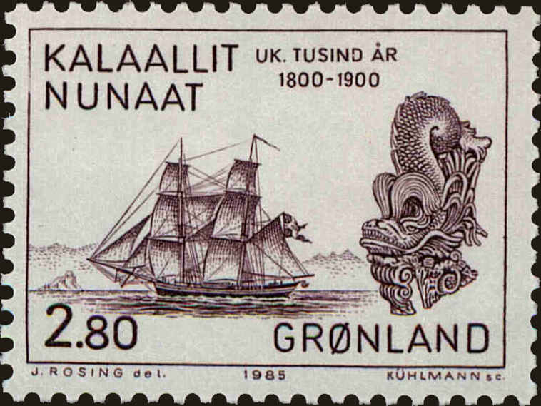 Front view of Greenland 157 collectors stamp