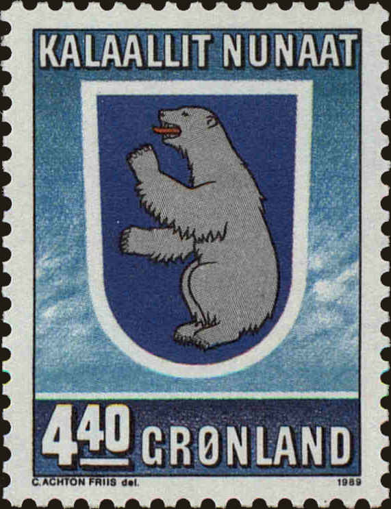 Front view of Greenland 201 collectors stamp