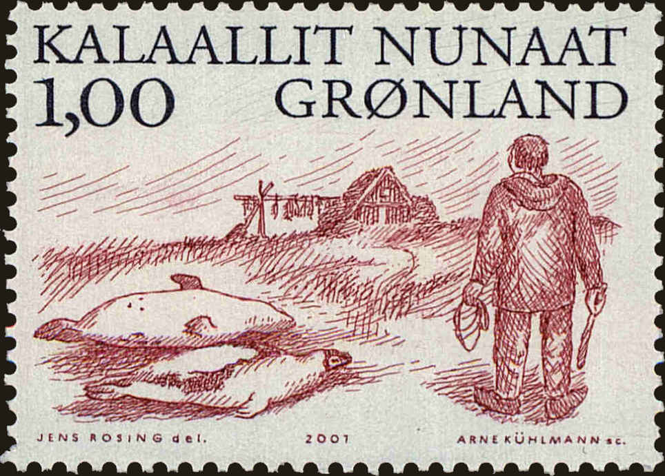 Front view of Greenland 380 collectors stamp