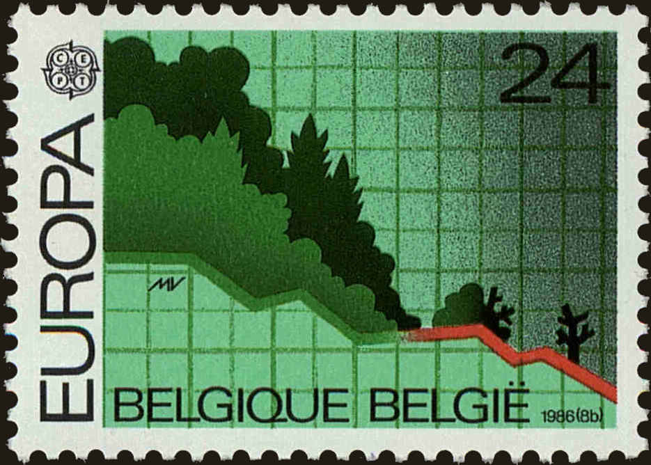 Front view of Belgium 1242 collectors stamp