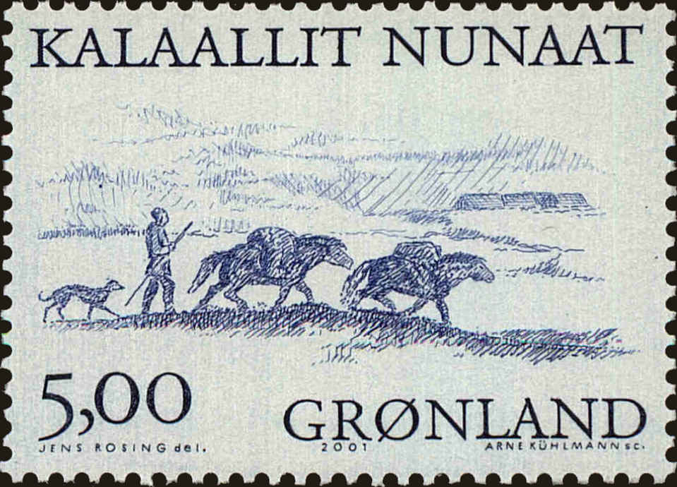 Front view of Greenland 382 collectors stamp