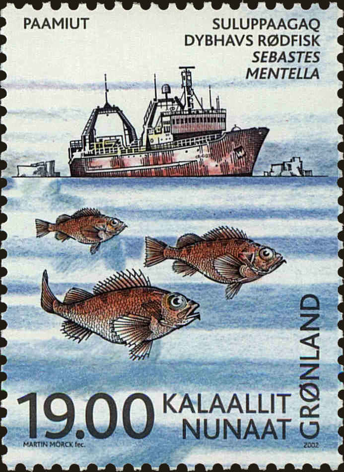 Front view of Greenland 402 collectors stamp