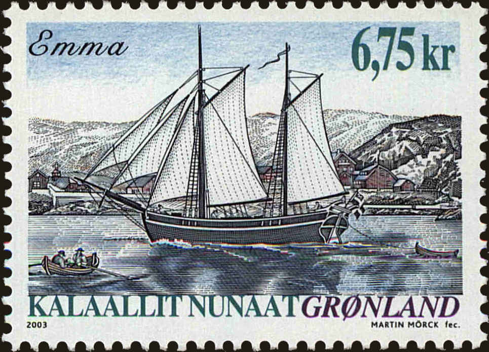 Front view of Greenland 416 collectors stamp
