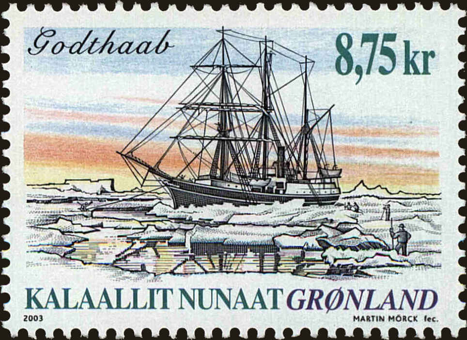 Front view of Greenland 418 collectors stamp