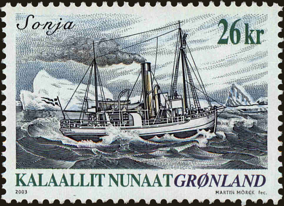 Front view of Greenland 419 collectors stamp