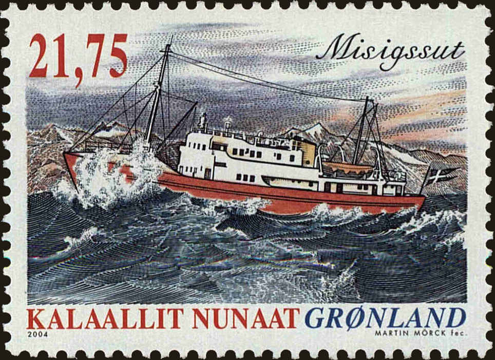 Front view of Greenland 437 collectors stamp