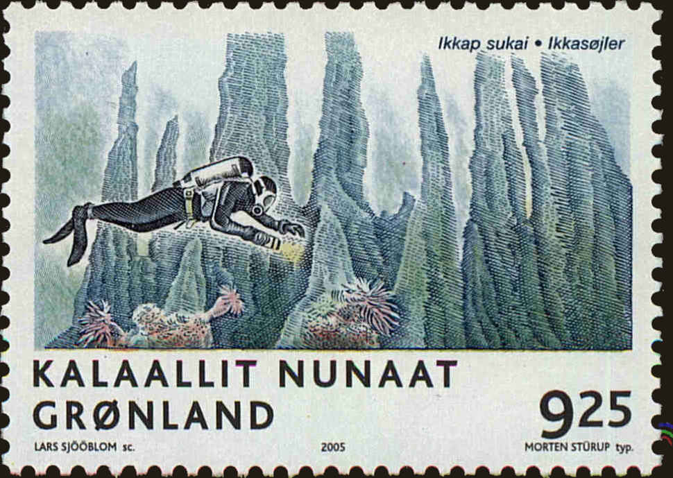 Front view of Greenland 457 collectors stamp