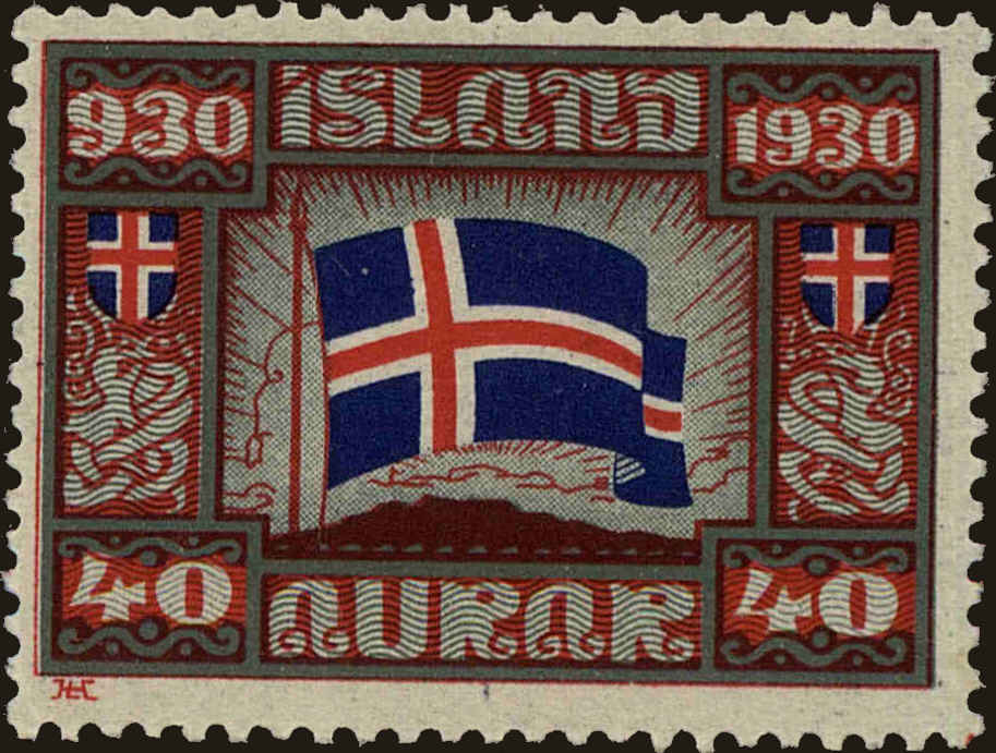 Front view of Iceland 161 collectors stamp